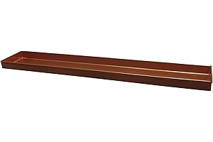 BENZARA Benjara 29 Inch Rectangular Metal Windowsill Planter Tray, Trim Edges, Large, Copper