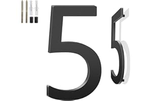 SANSHAOYE 5 Inch Floating House Numbers and Metal Letters for Outdoor Signs, House Numbers for Outside, Aluminum Address Letters and Numbers for Door, Mailbox, Garden, Perfect for Home or Office (Number 5)