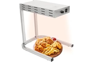 Restlrious French Fry Warmer Commercial Heat Lamp Food Warmer in 16” Height, 1 Pack Free Standing Electric Infrared Heating Dump Station, 500W Stainless Steel Food Warming Light with Stand