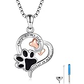 Silver Pet Paw Urn Necklace for Ashes - Dog Cat Memorial Jewelry Gifts for Women