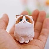 ShaoAngDuoMi Cute Wooden Ragdoll Cat Figurine, Hand Carved Statue Crafts, Creative Home Decor, Unique Figure Collectibles Gift for Cat Lovers