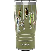 Tervis Traveler Fishing Lures Triple Walled Insulated Tumbler Travel Cup Keeps Drinks Cold & Hot, 20oz, Stainless Steel