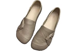 Jegwey Women's Leather Soft-Soled Non-Slip Shoes,Soft Orthopedic Shoes,Leather Soft Bottom Flat Shoes Slip-On Loafers