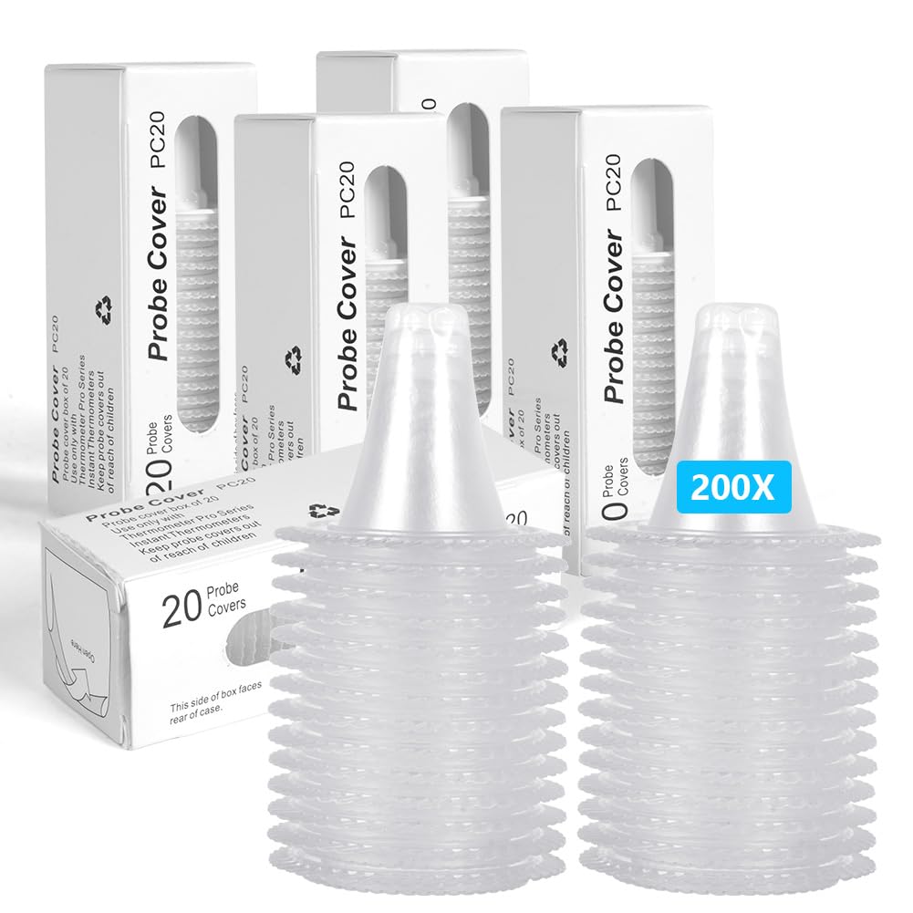 ACWOO 200 Counts Ear Thermometer Probe Covers, Refill Caps Replacement, Lens Filter Protector for Braun Thermometer Models and Other Types of Digital Thermometers Disposable Covers (200 Counts)
