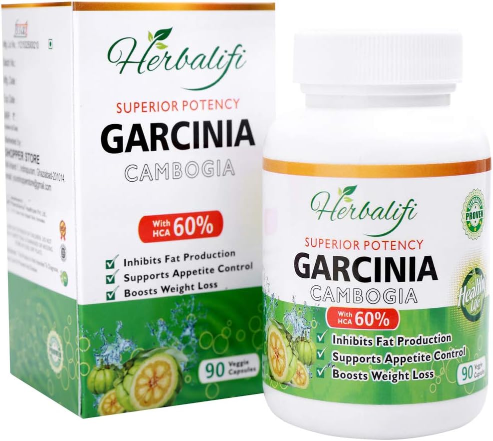 Herbalifi 100% Pure Garcinia Cambogia Extract Capsules Supplement | Garcinia Cambogia for weight loss- fat burner capsules for women & Men (90 capsules (Pack of 1))