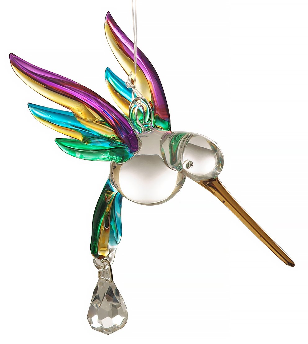 Handmade Fantasy Glass Hummingbird Suncatcher Gift Tropical