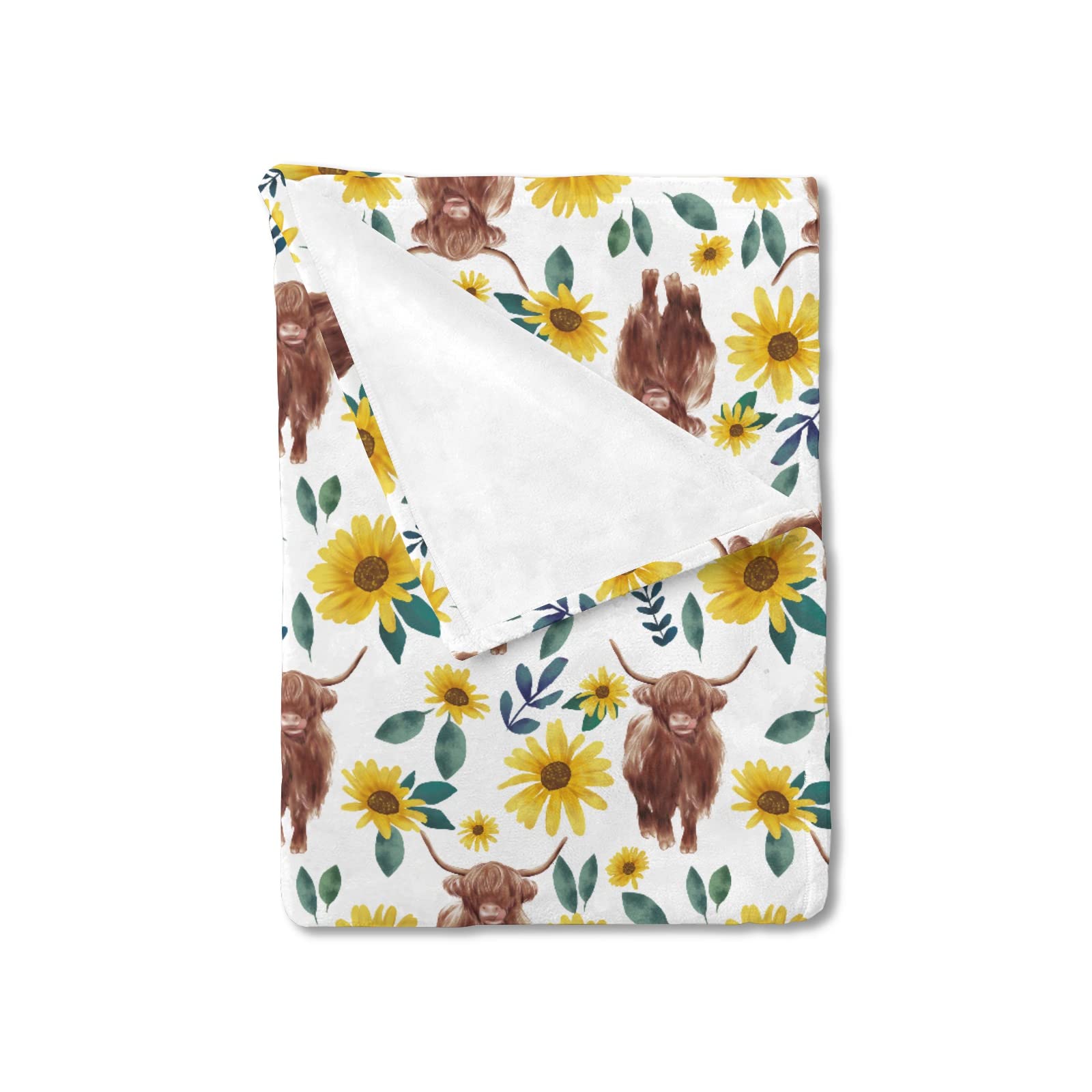 Highland Cows Boho Retro Floral Baby Blankets Girl Boy Gift Farm Cow Yak Daisy Receiving Blankets Soft Flannel Swaddle Blanket Kids Toddler Newborn Nursery Stroller Crib Bed Throw Cover 30x40