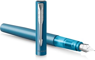 Parker Vector XL Fountain Pen Metallic Teal Lacquer Brass Medium Nib