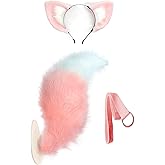 QinRuan Faux Fur Wolf Ears Headband Furry Dog Tail Set Animal Coustume Cospaly Halloween Party