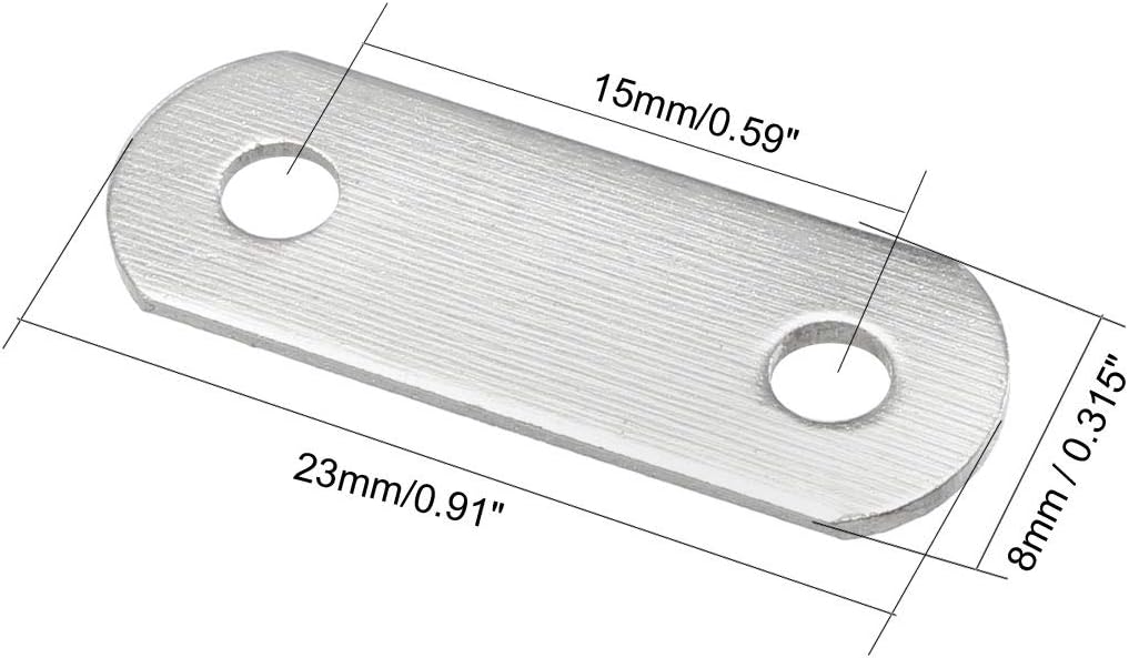 Sourcingmap Repair Plate, 23mmx8mm, Flat Fixing Mending Corner Brace Bracket Connector, Pack of 50, Silver, 23mm x 8mm - Image 4