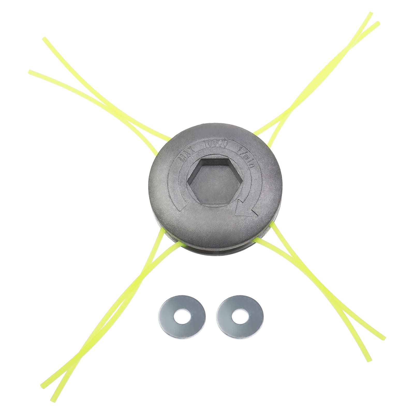 eMagTech Trimmer Head Replacement Silver Aluminum Universal Brushcutter Lawn Mower Weed Tools Grass Strimmer Cutter Accessory with Nylon Rope Spacers for Garden Lawn Patio