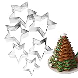 6 Pieces Star Cookie Cutters, 3D Christmas Tree