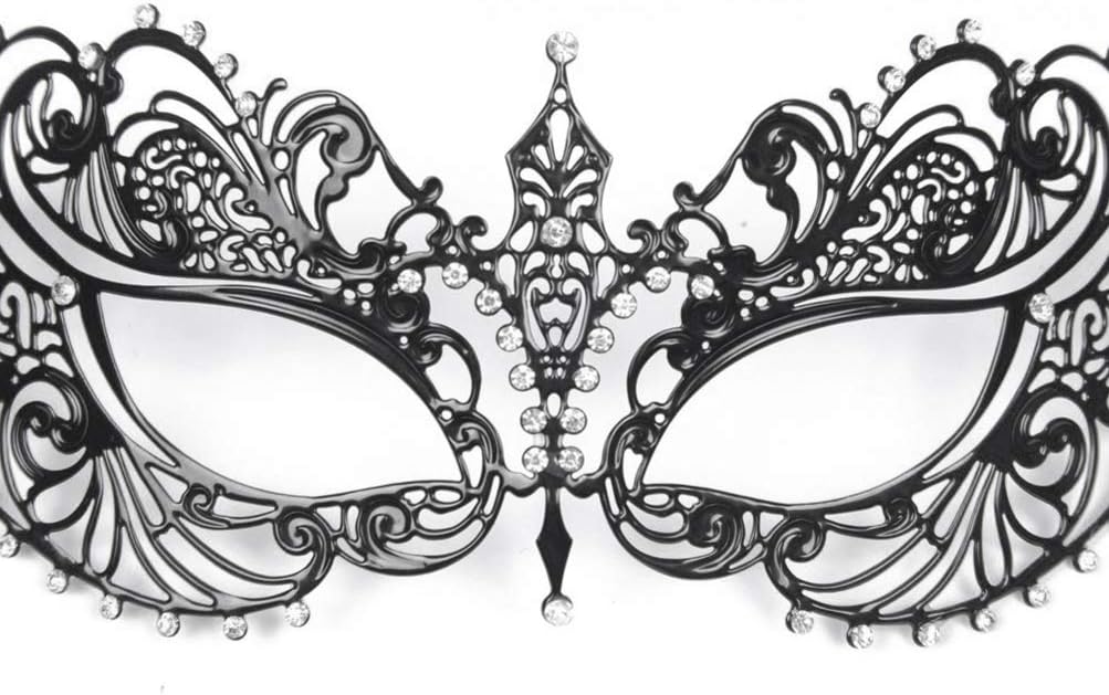 VORCOOL Masquerade Mask for Women - Black Rhinestone & Metal Crystal Mask for Ball & Party - Image 3