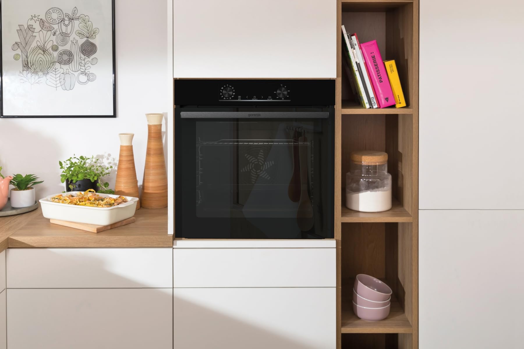 Gorenje OptiBake BOS6737 E02B Einbau-Backofen / 77L / AquaClean/Heißluft/ExtraSteam/AirFry/PerfectGrill/Pizzamode 300°C/Schwarz 8