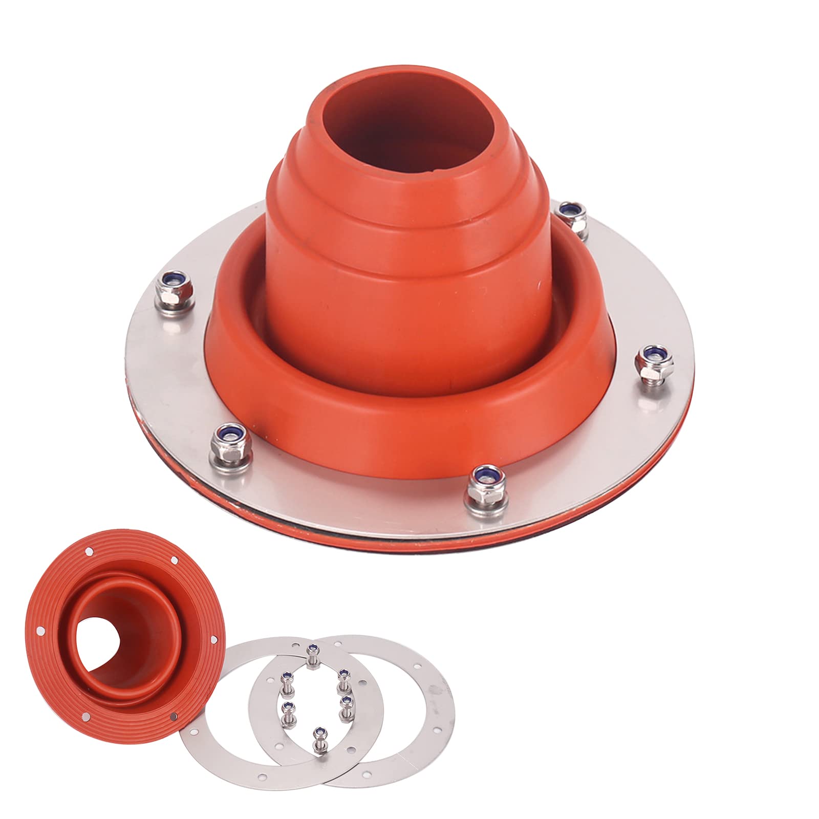 Rubber Pipe Flashing, Roof Tent Flashing Seal for Flue Pipes, Flue Waterproof and Rainproof, Log Burner Flue Pipe Kit for 45.7-99mm Diameter Pipe (A)