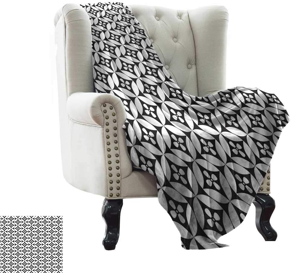 LsWOW Sofa Blanket Black and White,Mosaic of Floral Circles Old