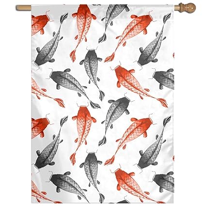 Amazon Com Jhcovel Exotic Garden Flag Decor Red Black Fish Lawn