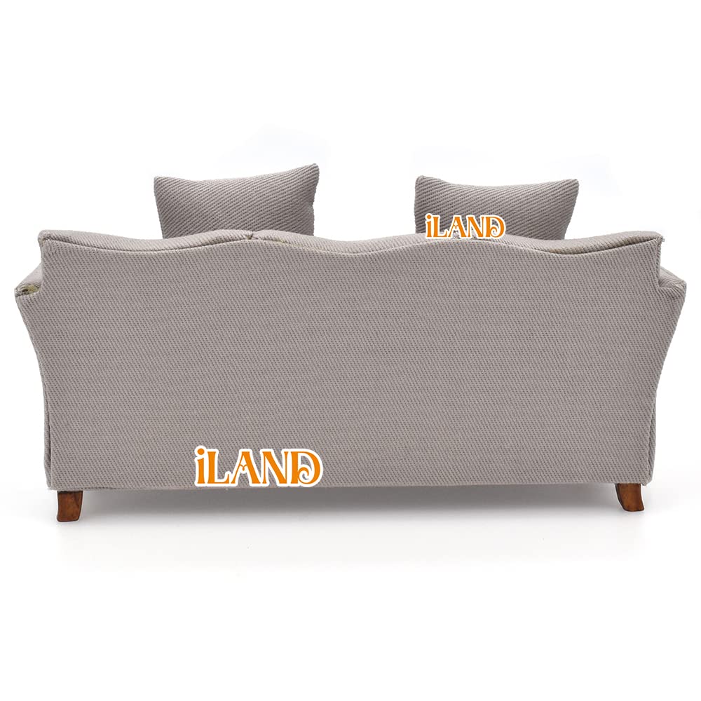 iLAND Modern Dollhouse Furniture on 1/12 Scale, Miniature Couch for Dollhouse Living Room (Khaki Drills)