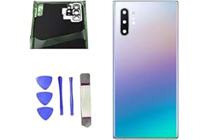 PCTC Galaxy Note 10 Plus Back Glass Replacement for Samsung Galaxy Note 10 Plus Note 10+ Back Cover Glass with Pre-Installed Camera Lens and Adhesive + Repair Tools(Aura Glow Silver)