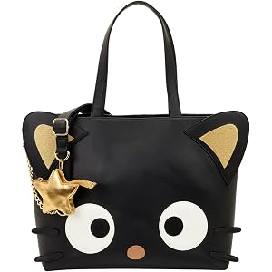 Loungefly Sanrio: Chococat - Gold Stars - Embroidered Facial Tote Crossbody with Coin Bag - Great for Kids & Adults - Collect