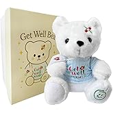 Ziyutam Get Well Soon Stuffed Animal, Get Well Bear Plush with Gift Box for Kids, Soft White Teddy Bear Gifts for Boy and Girl, Cute Recovery Stuffed Animal