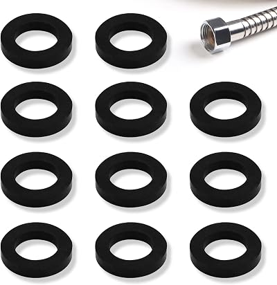 LAMXD 10x 1/2 Inch Rubber Washers Seals for Shower Head Hose Black Good Sealing
