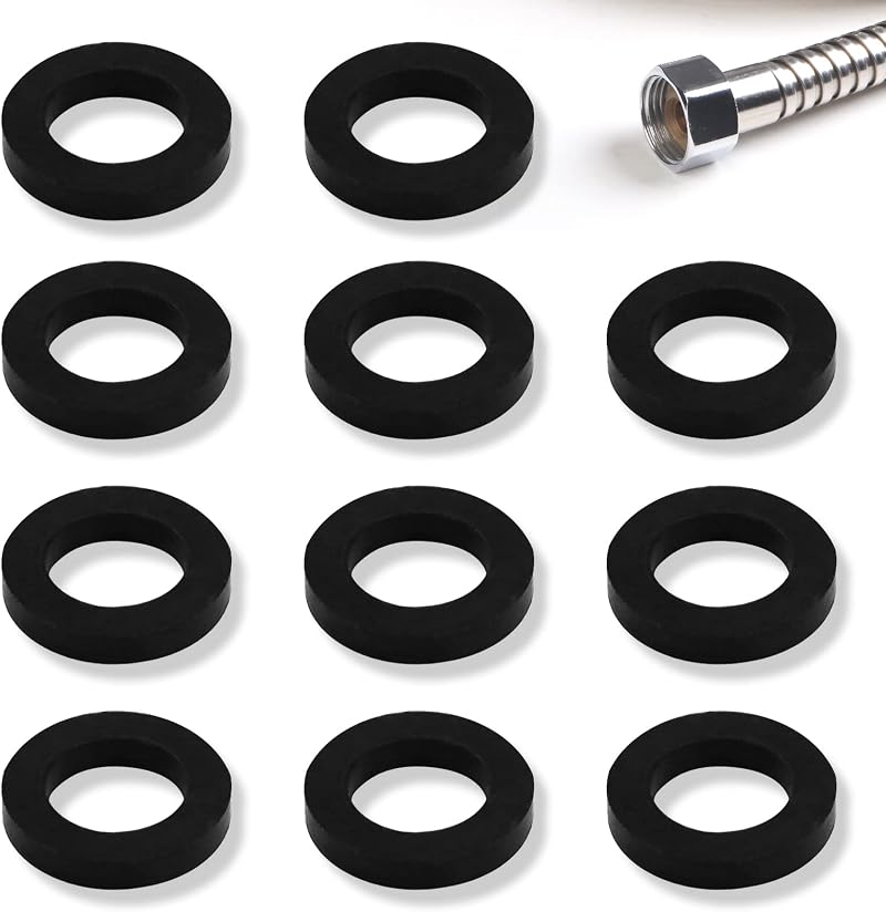 LAMXD 10x 1/2 Inch Rubber Washers Seals for Shower Head Hose Black Good Sealing