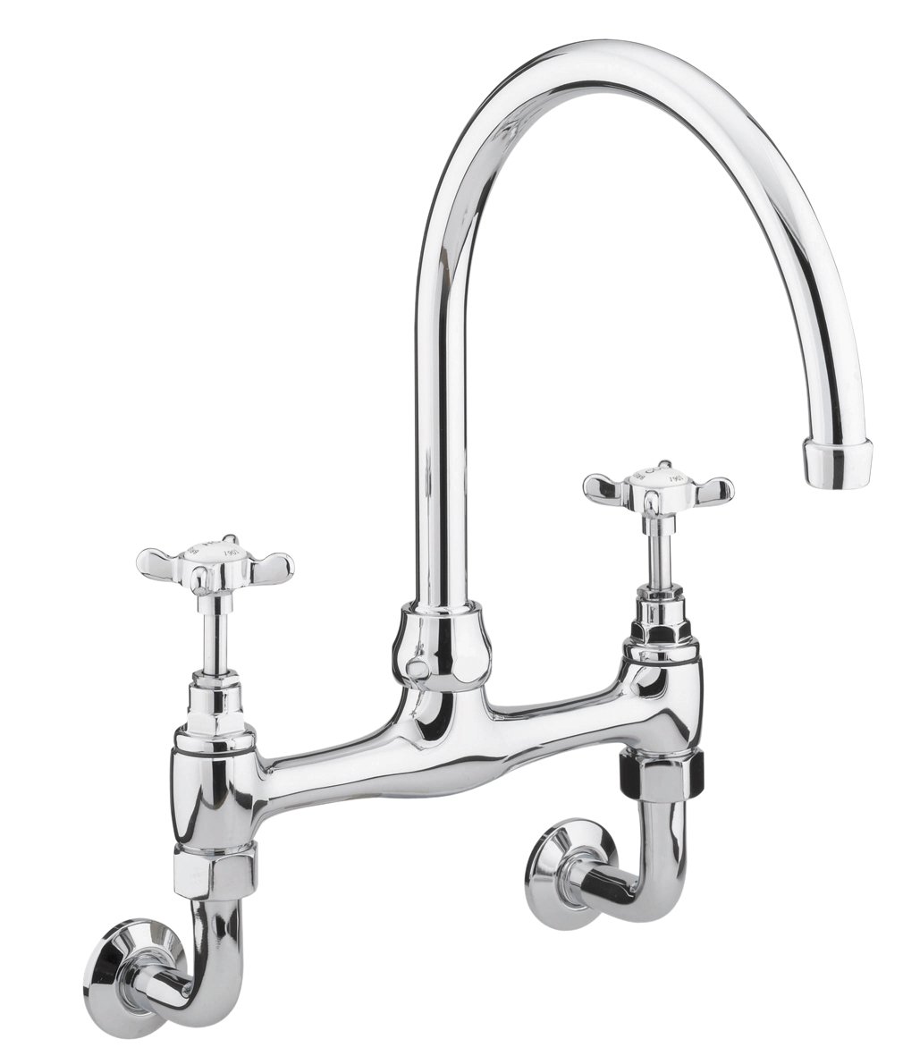 Bristan N WMDSM C 1901 Wall Mounted Bridge Kitchen Sink Mixer Tap with Swivel Spout, Chrome
