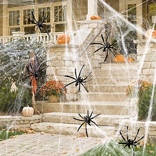 1000 sqft Fake Spider  with 10 Spiders for Halloween Decoration