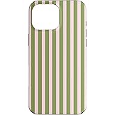 Olive Green and Pink Stripes Vertical Lines Preppy Aesthetic Case for iPhone 16 Pro Max