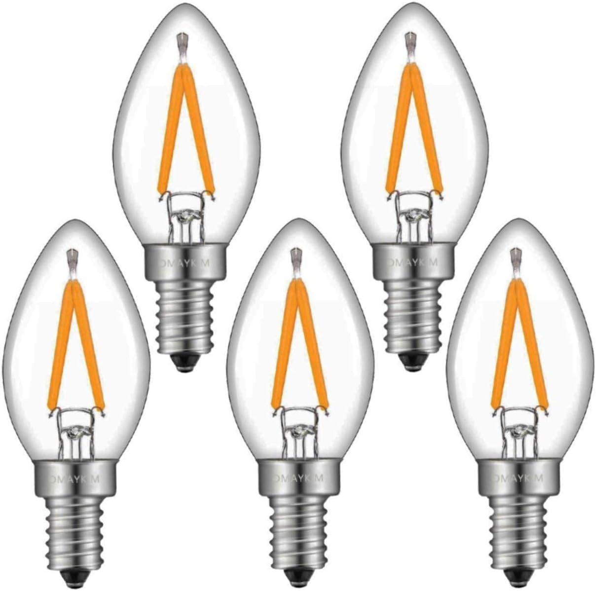 OMAYKEY 5Pack C7 1W LED Candelabra Night Bulbs, 15W Incandescent