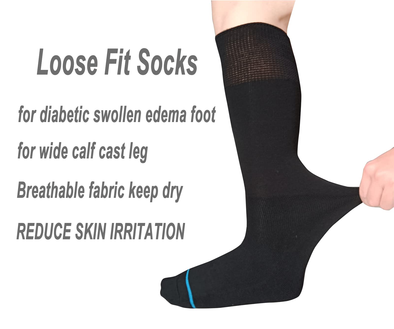 Walking Boot Socks Replacement Sock Liner for Orthopedic Walker Brace,Tube Socks Under Air Cam Walkers and Fracture Boot Cast Surgical leg Cover Black 2 Pairs