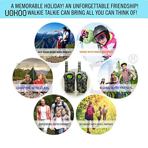 Kids Walkie Talkies, UOKOO Two-Way Radios 22 Channels and Back-lit LCD Screen (up to 6KM in open areas) Walkie Talkies for Kids (1 Pair) Camo T668