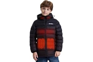 ORRNIKKO Kids Heated Jacket with Battery Pack - 7.4V Rechargeable Boys Girls Lightweight Electric Heated Coat Winter