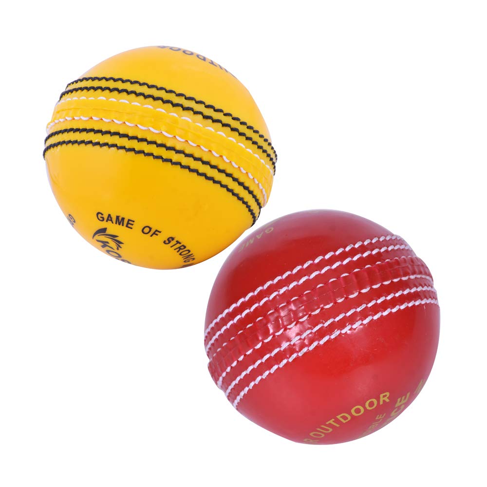 Kosma Cricket Incrediball Practice Balls (2 Pack - Red, Yellow) | Traditional Coaching Cricket Ball