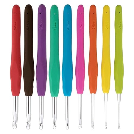 Haobase bunte weiche Kunststoffgriff aus Aluminium Häkelnadeln Nadeln 2mm-6mm Knitting Knit Yarn Weave Craft