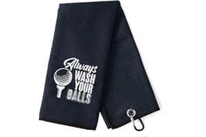 DYJYBMY Always Wash Golf Towel, Embroidered Towels for Golf with Clip, Wipe Golf Club, Golf Accessories for men (Black)
