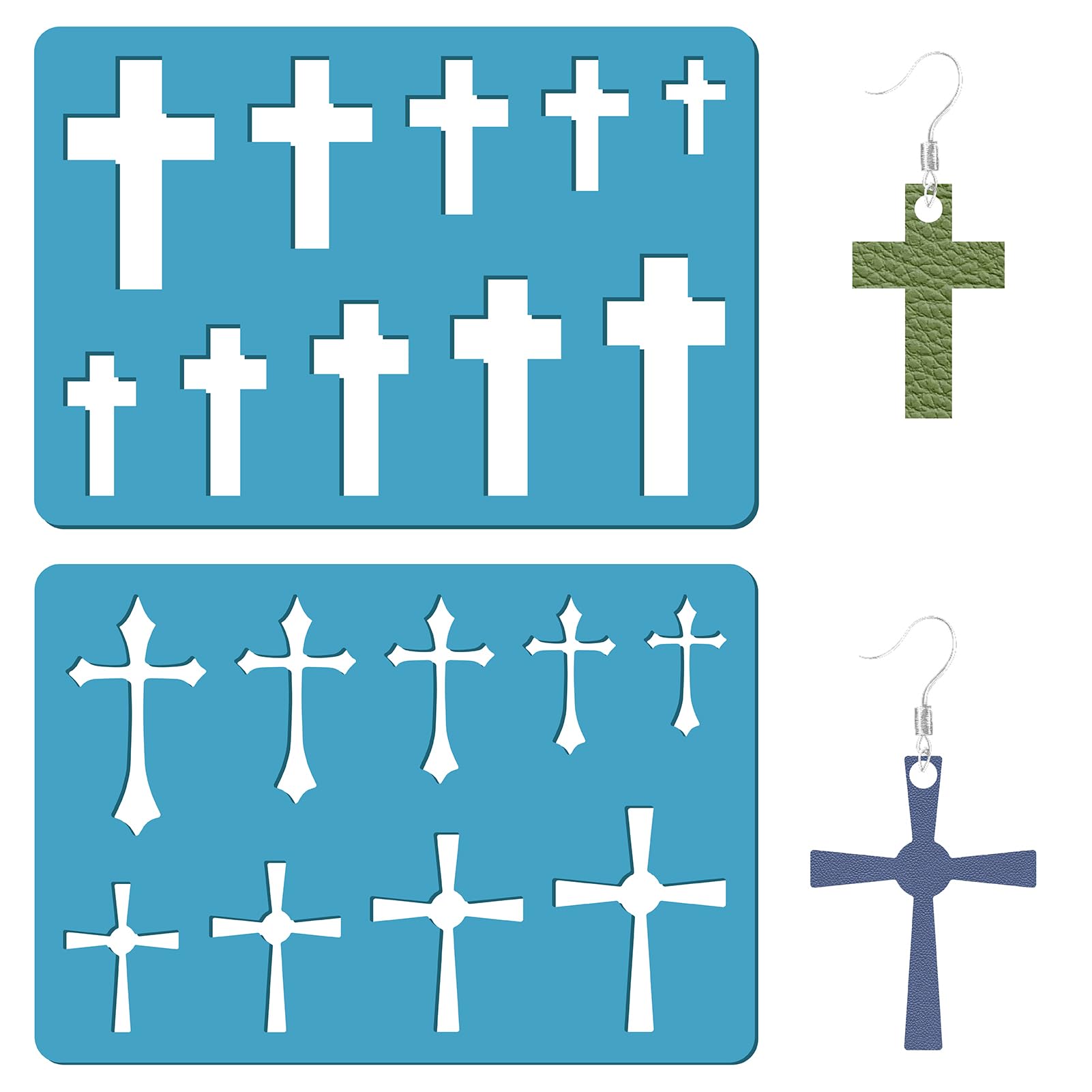 GORGECRAFT 2 Styles Cross Christian Symbol Stencil Jewelry Shape Template Reusable Christ Stencils Christmas Earrings Making Templates for Earrings Jewelry Making Diy Crafts Painting 3.5 x 5.1