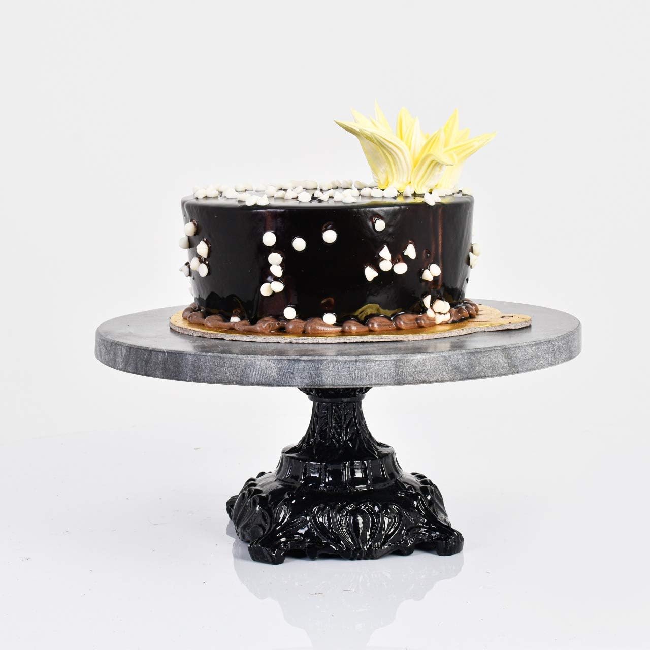 REYIN Marble Top Cake Stand Grey Top 10 Inches Decor Marble Cake