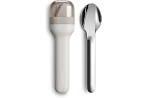 ZOKU Pocket Utensil Set, Grey - Stainless Steel Fork, Knife, and Spoon Nest in Case - Portable Design for Travel, School, Work, Picnics, Camping and Outdoor Home Use