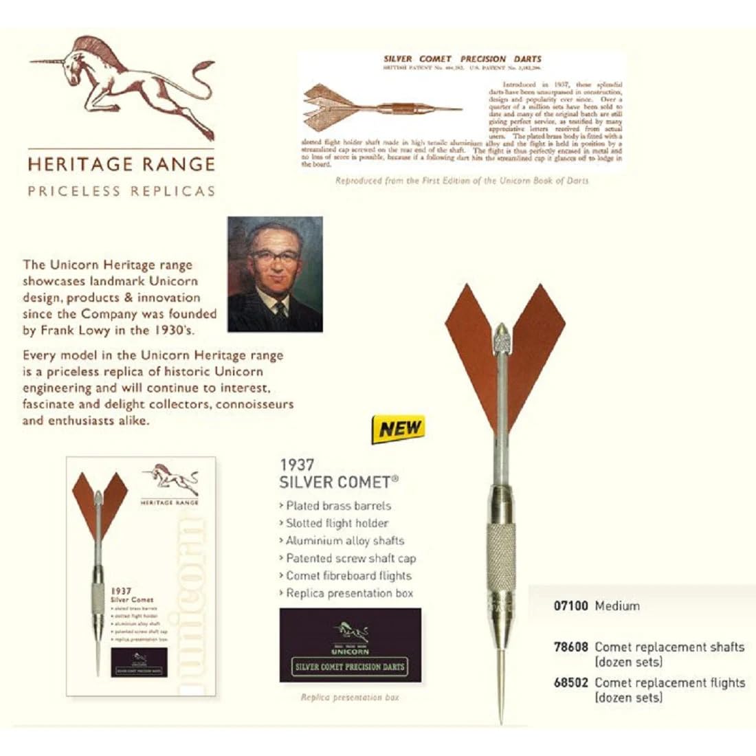 Unicorn Dart Shafts | Heritage 1937 Silver Comet Replica | Aluminium Alloy
