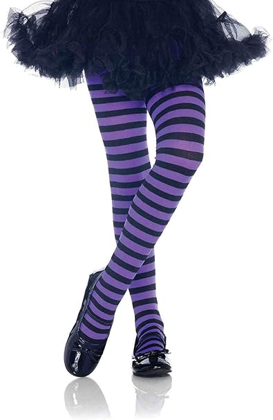 Amazon Com Leg Avenue S Children S Striped Tights Black Purple