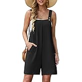 Lepunuo Rompers for Women Summer Boho Loose Fit Sleeveless Short Jumpsuits Overalls Vacation Outfits