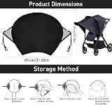 Esteopt Pram Sun Shade UPF50+ Universal Baby Stroller Canopy Black view 2