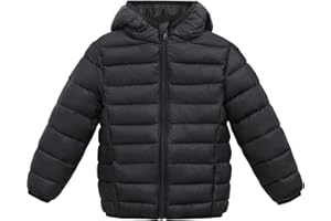 Happy Cherry Kids Lightweight Puffer Jacket Packable Bubble Coat Down Cotton Coats Zip Up Hooded Outwear