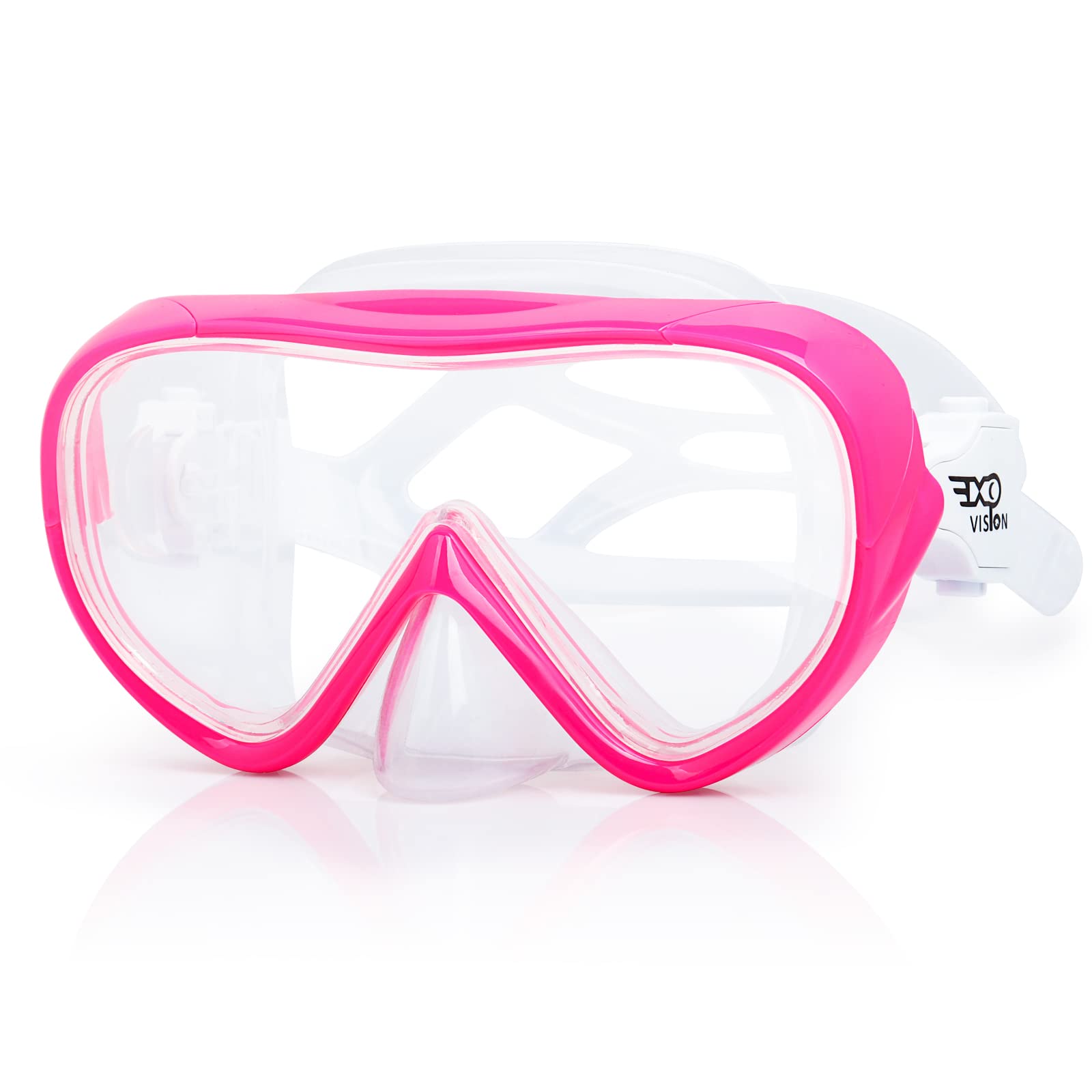 Kids Swim Mask 180° Snorkel Diving Mask, Anti-Fog Child Swim Goggles with Nose Cover No-Leak Swimming Goggles Anti-Shattered Lens for Youth 4-15 (Pink)
