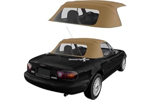 SIERRA AUTO TOPS & SEATS Sierra Auto Tops Convertible Top Replacement for Mazda Miata MX5 1990-1997, Cabrio Vinyl, Light Tan, incl. Rain Rail