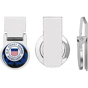 United States Coast Guard Auxiliary Logo Military Veteran Premium Stainless Steel Money Clip for Men - Slim Front Pocket Wall