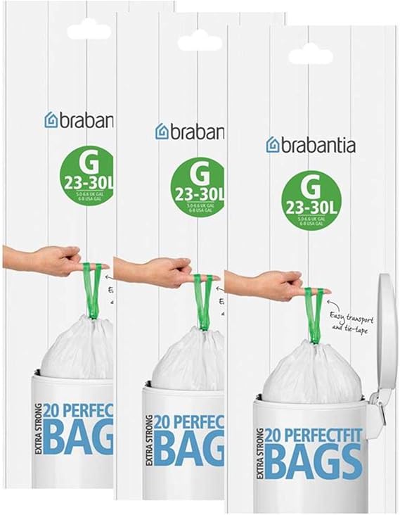 Brabantia Size G 30 Litre Bin Liners (20 Bags per Roll) 246265 Pack of