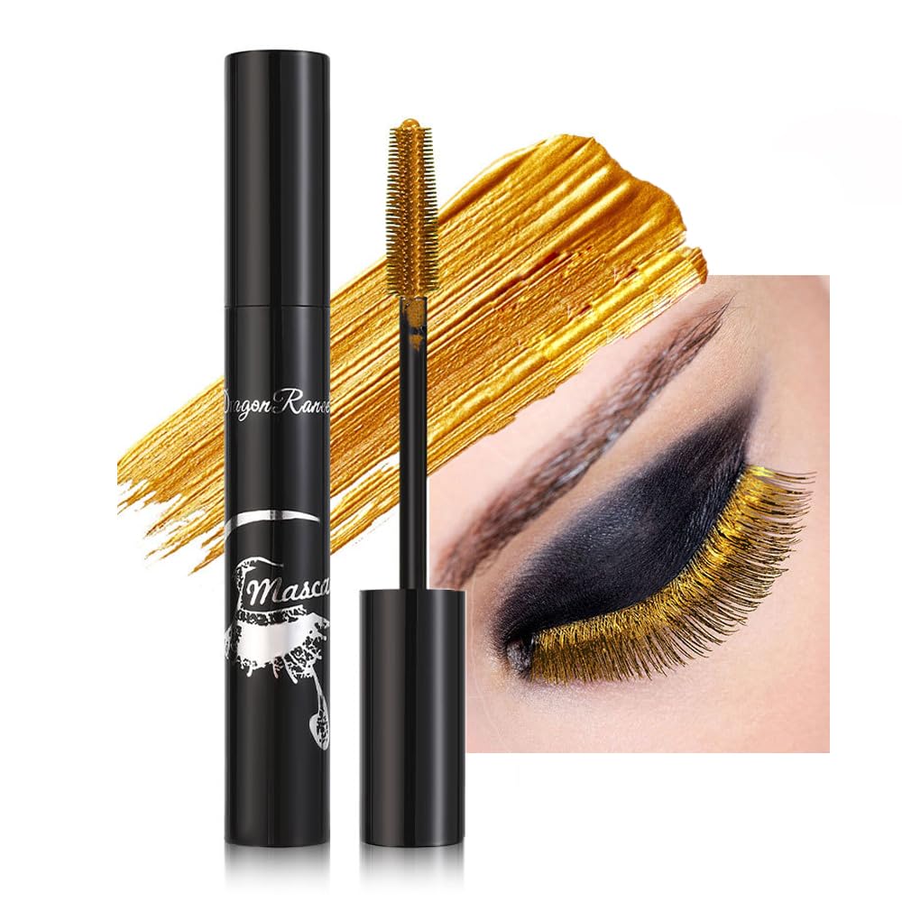  GL-Turelifes Colorful Mascara Sensational Gold Mascara Charming, Limitless Length & Volume, Flex Tower Brush, Thick & Long Eyelash Waterproof and Smudge-proof Eyes Makeup (#05 Gold)